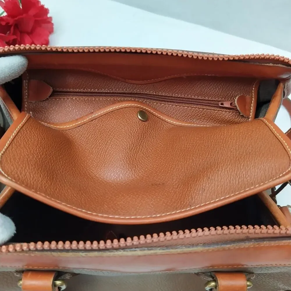 Dooney & Bourke Taupe Tan Pebbled Leather Doctor Satchel Bag - VTG Made in USA
